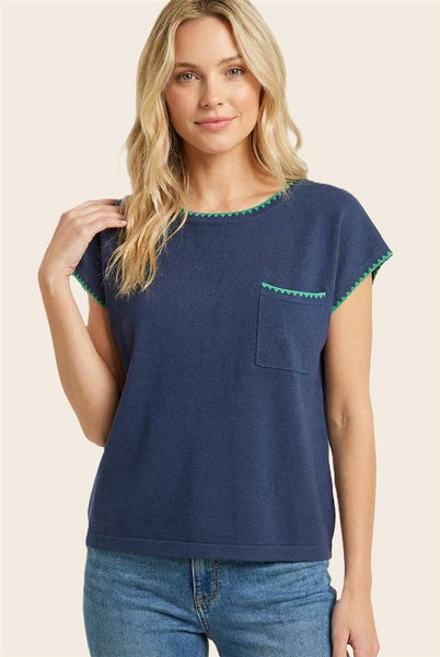 Blake Navy + Mint Top