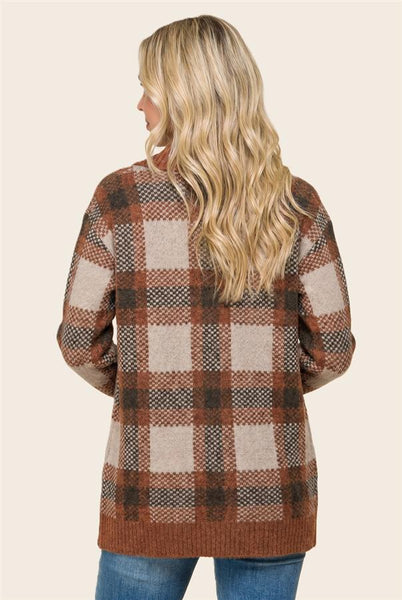 Plaid Jacquard Blazer Cardigan