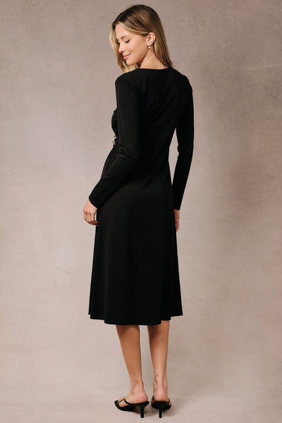 Black Long Sleeve Midi Dress