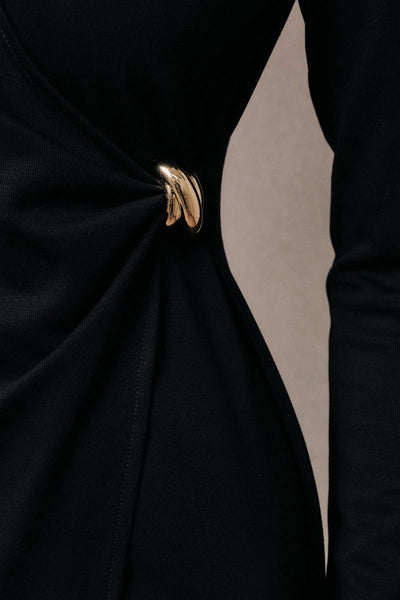 Black Long Sleeve Midi Dress