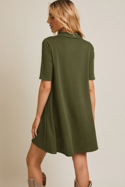 Lisa Half-Sleeve Polo Mini Dress