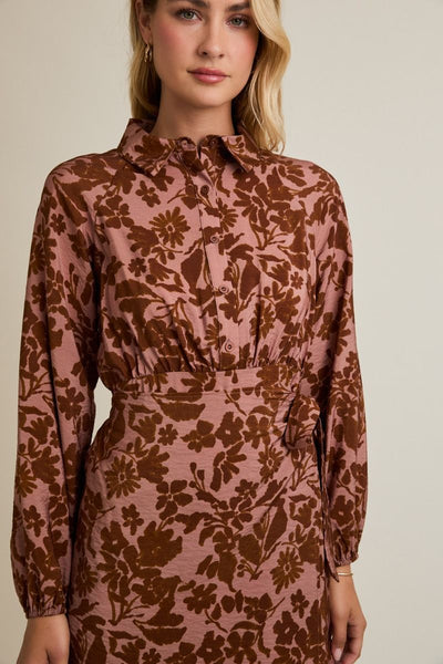 Waist Tie Floral Dress