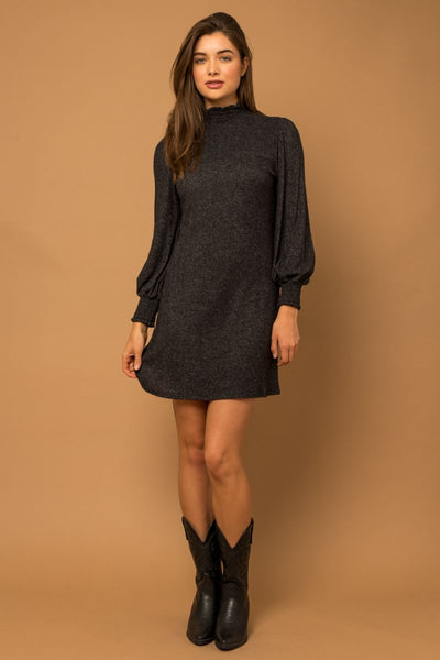 Black Long Sleeve Midi Dress