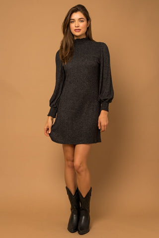 Charcoal Smocked Neck Dress