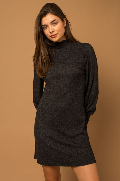 Black Long Sleeve Midi Dress