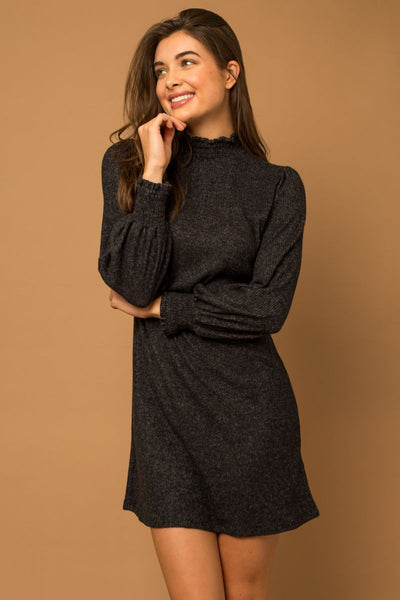 Black Long Sleeve Midi Dress