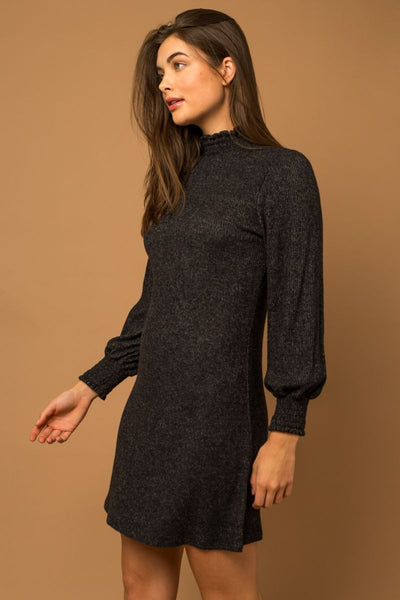 Black Long Sleeve Midi Dress