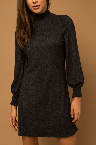 Black Long Sleeve Midi Dress