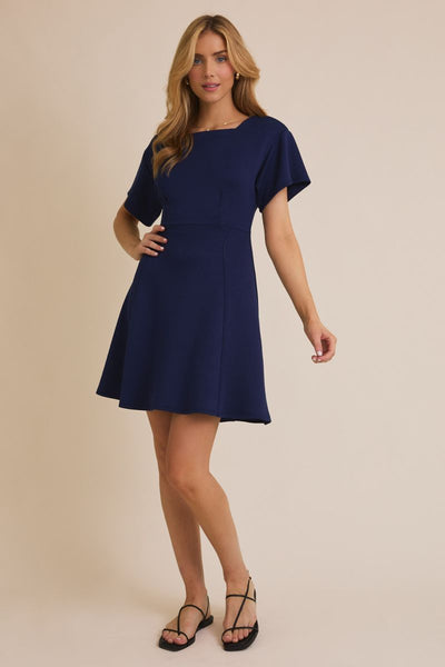 Navy Square Neck Dress