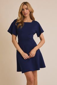Navy Square Neck Dress