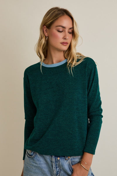 Green + Blue Contrast Detail Top