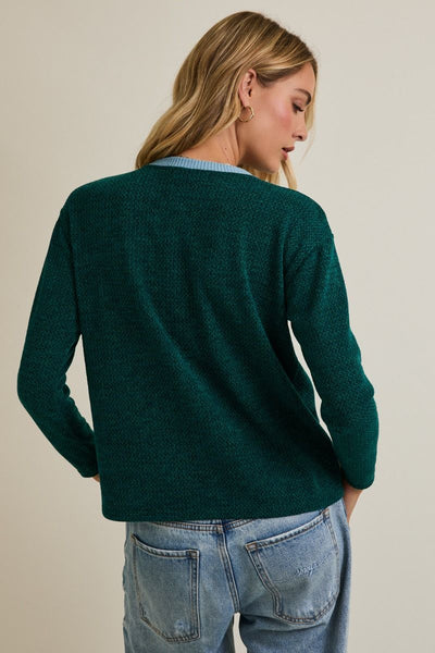 Green + Blue Contrast Detail Top