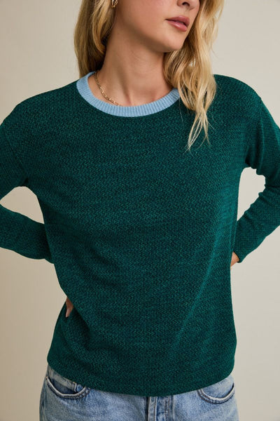 Green + Blue Contrast Detail Top