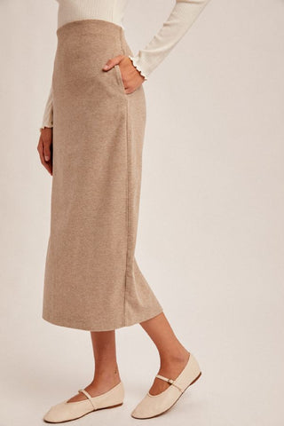 Joan Midi Pencil Skirt - Taupe