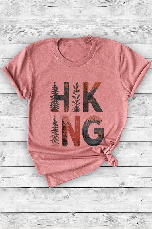 "Hiking" Graphic Tee - Dusty Rose