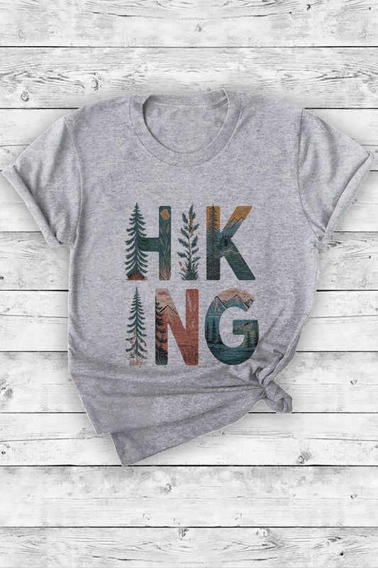 "Hiking" Graphic Tee - Heather Grey