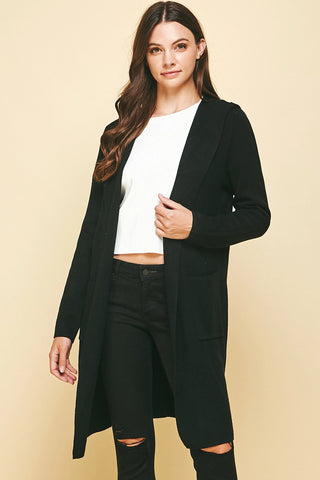 Diane Hoodie Cardigan - Black