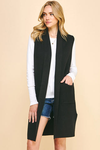 Parker Sleeveless Cardigan - Black