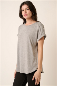 Dolman Short Sleeve Top - Grey