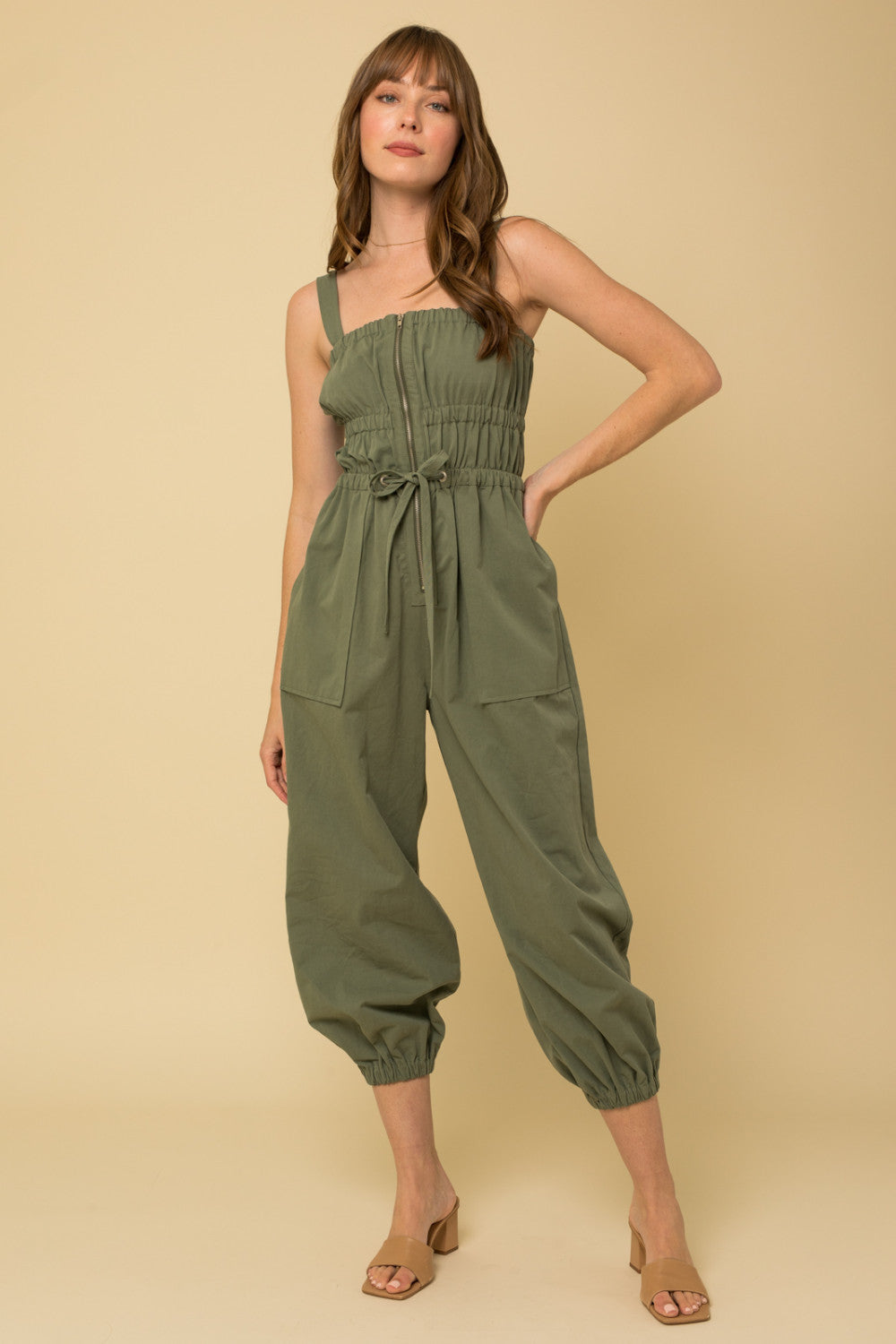Zip-Front Cargo Overalls
