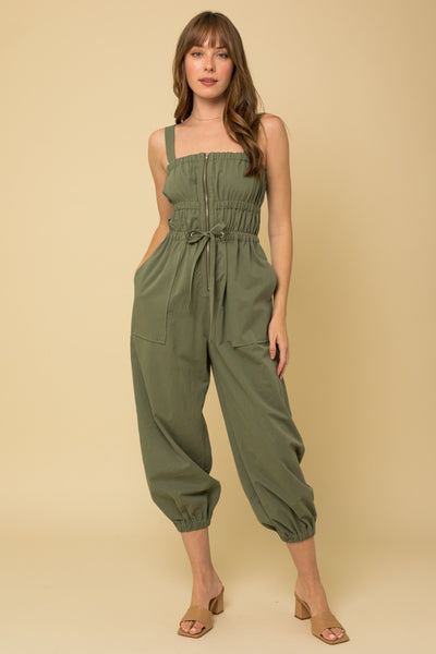Zip-Front Cargo Overalls