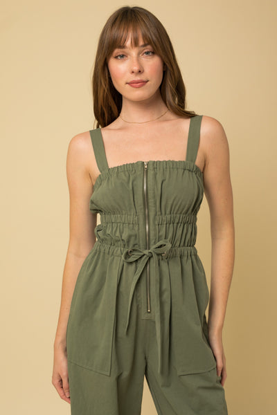 Zip-Front Cargo Overalls