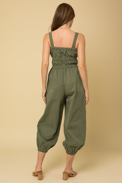 Zip-Front Cargo Overalls