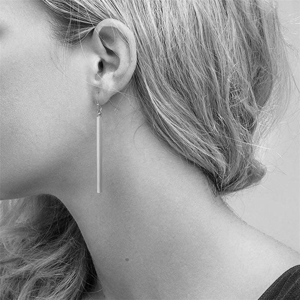 Long Bar Drop Earrings (Silver or Gold)