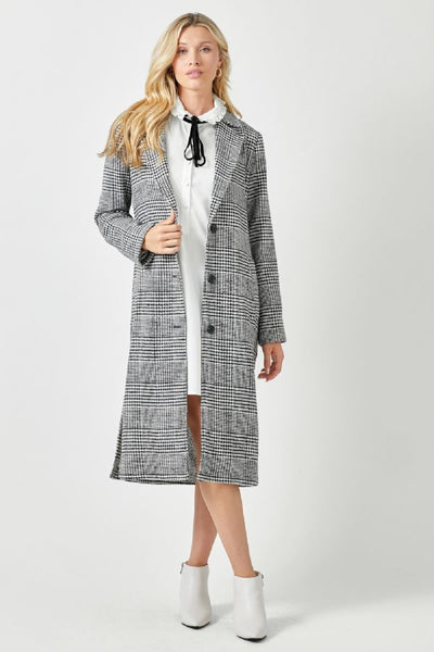 Plaid Long Jacket - Black