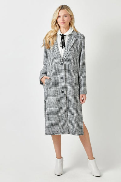 Plaid Long Jacket - Black