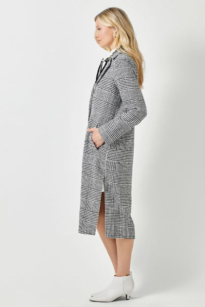 Plaid Long Jacket - Black