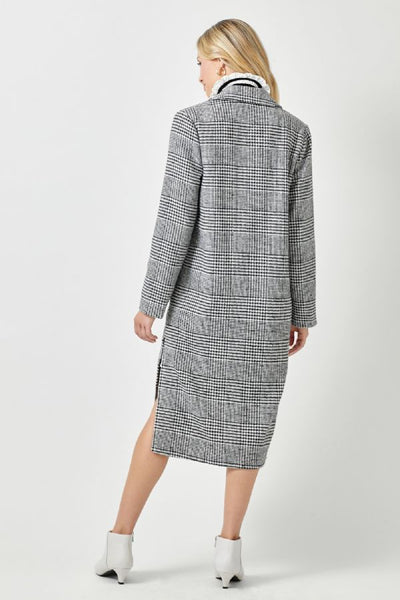 Plaid Long Jacket - Black