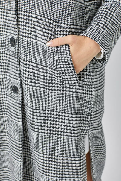 Plaid Long Jacket - Black