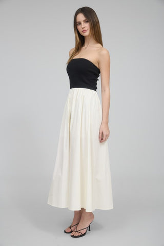 Ava Mixed Media Strapless Dress