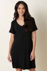 Bamboo V-Neck Dress - Black