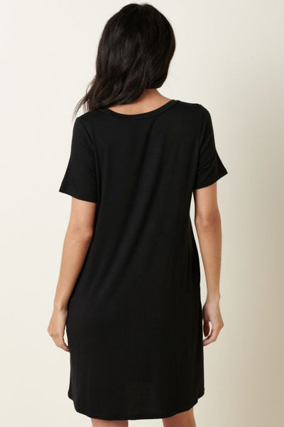 Bamboo V-Neck Dress - Black