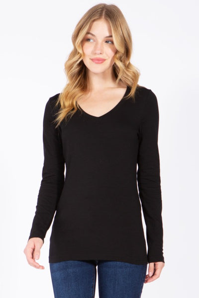 Classic Cotton Long Sleeve V-Neck