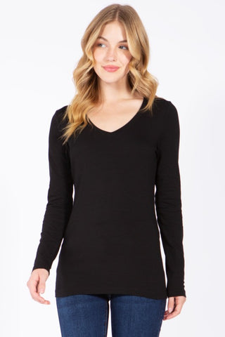 Classic Cotton Long Sleeve V-Neck