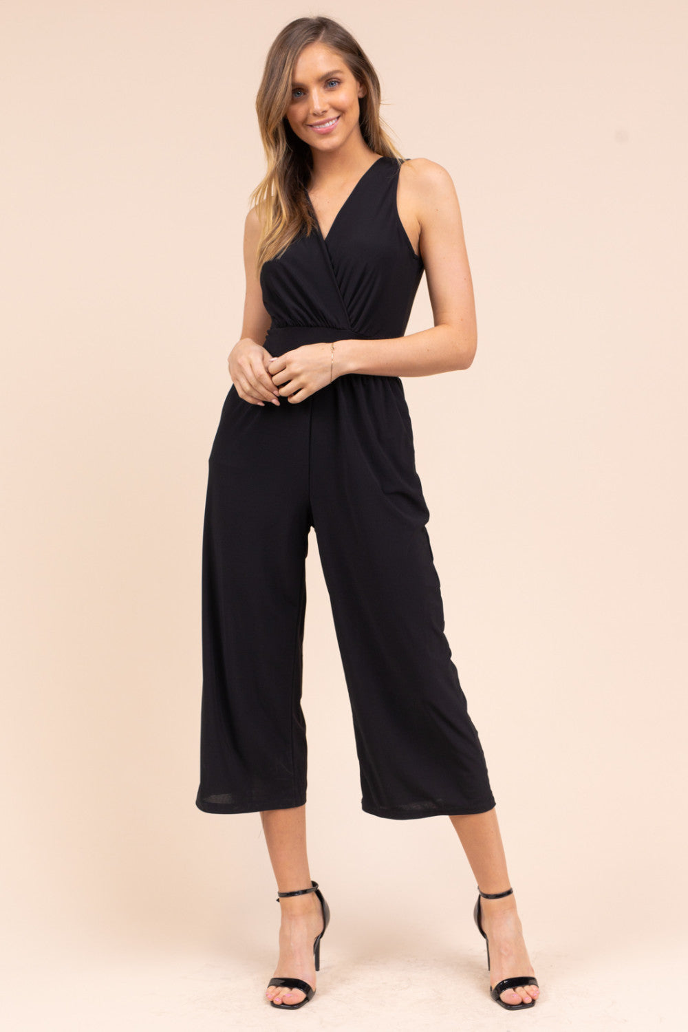Chloe Cropped Jumpsuit - Black