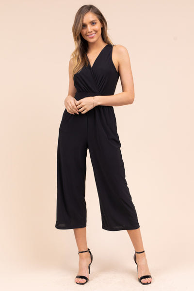 Chloe Cropped Jumpsuit - Black