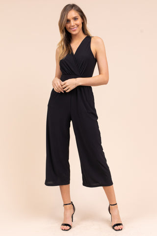 Chloe Cropped Jumpsuit - Black