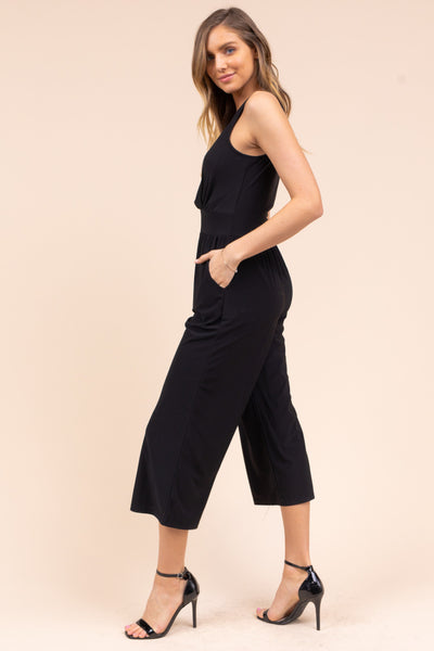 Chloe Cropped Jumpsuit - Black