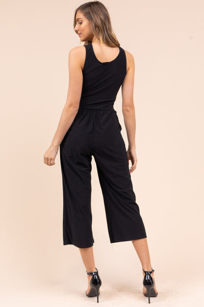 Chloe Cropped Jumpsuit - Black