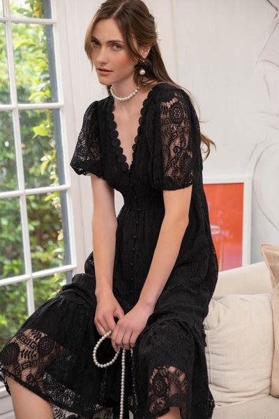 Black Lace Midi Dress