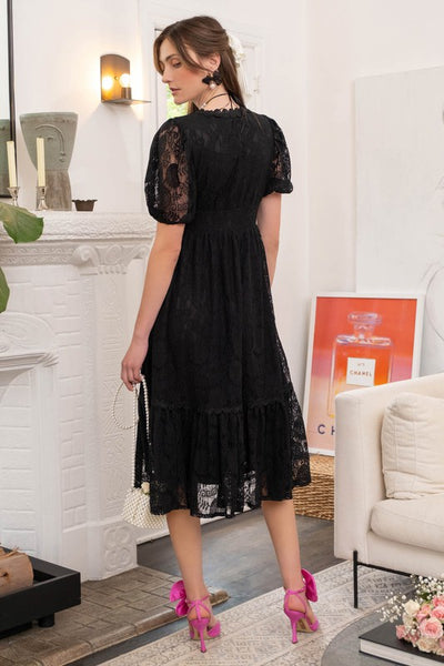 Black Lace Midi Dress