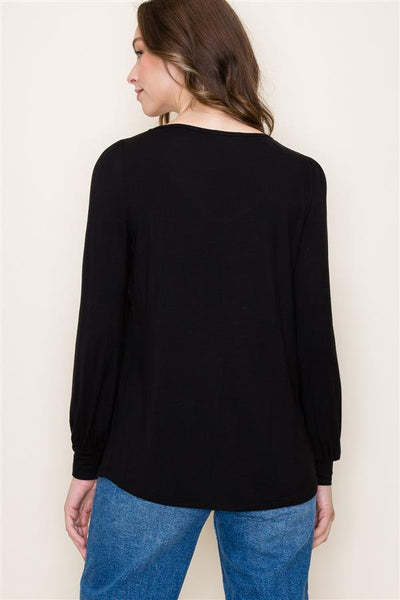 Yvonne V-Neck Top - Black