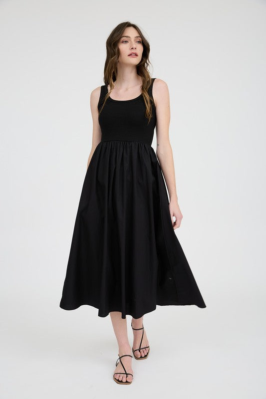 Nikki Mixed Media Black Dress