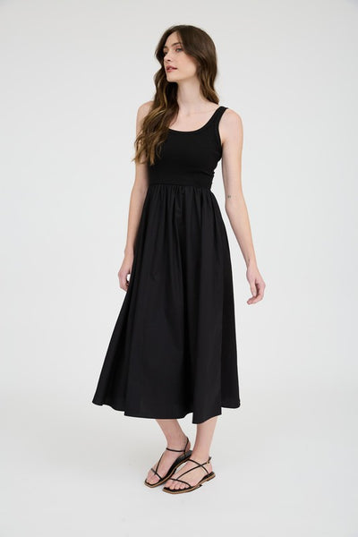 Nikki Mixed Media Black Dress