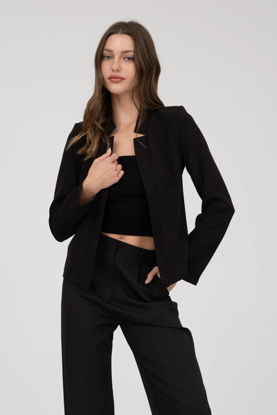 Notch Collar Blazer - Black