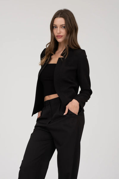 Notch Collar Blazer - Black
